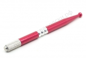Машинка для перманентного макияжа ручная манипула (Красная с серебристым центром) (ручка для микробл