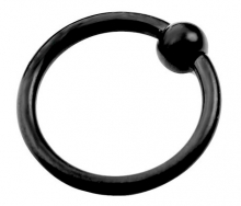 Пирсинг кольцо черное с шариком 8мм - 10 мм