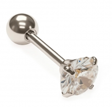 Пирсинг лабрет с камнем циркон под серебро 7мм ножка