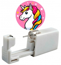 Одноразовый пистолет для прокола ушей под серебро c единорогом 23-593