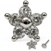 Лабретты для пирсинга 1.2*8 мм из хир. стали 316L с внутренней резьбой "ромашка"