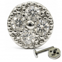 Лабретты для пирсинга 1.2*8 мм из хир. стали 316L с внутренней резьбой "круг с кристаллами"