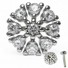 Лабретты для пирсинга 1.2*8 мм из хир. стали 316L с внутренней резьбой "круг цветок"