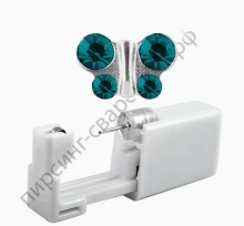 Одноразовый пистолет для прокола ушей под серебро голубой циркон 81-612