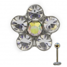 Лабретты для пирсинга 1.*6 мм из хир. стали 316L "ромашка" маленькая