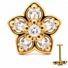 Лабретты для пирсинга 1.2*8 мм из хир. стали 316L "ромашка" под золото