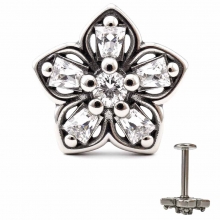 Лабретты для пирсинга 1.2*8 мм из хир. стали 316L "ромашка" под серебро