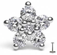 Лабретты для пирсинга 1.2*8*6 мм из хир. стали 316L под серебро с внутренней резьбой "ромашка"