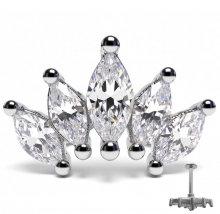 Лабретты для пирсинга 1.2*8*12 мм из хир. стали 316L под серебро с внутренней резьбой "корона"