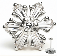 Лабретты для пирсинга 1.2*8*9 мм под серебро с внутренней резьбой "Снежинка"