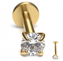 Пирсинг губы ( лабрет ) с камнем циркон под золото 1.2x8x3 мм (внутренняя резьба)